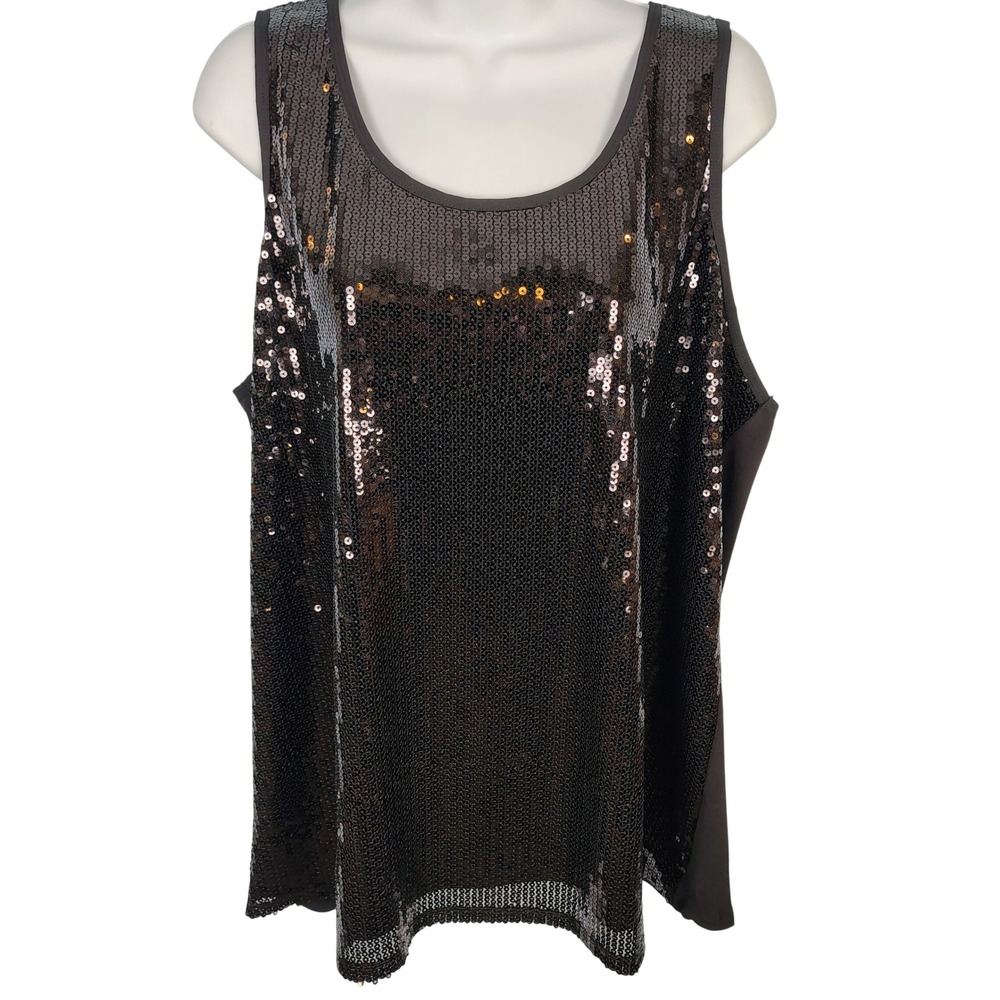 Lane Bryant Womens‎ Black Sequin Front Sleeveless Tank Top Plus Size 18/20